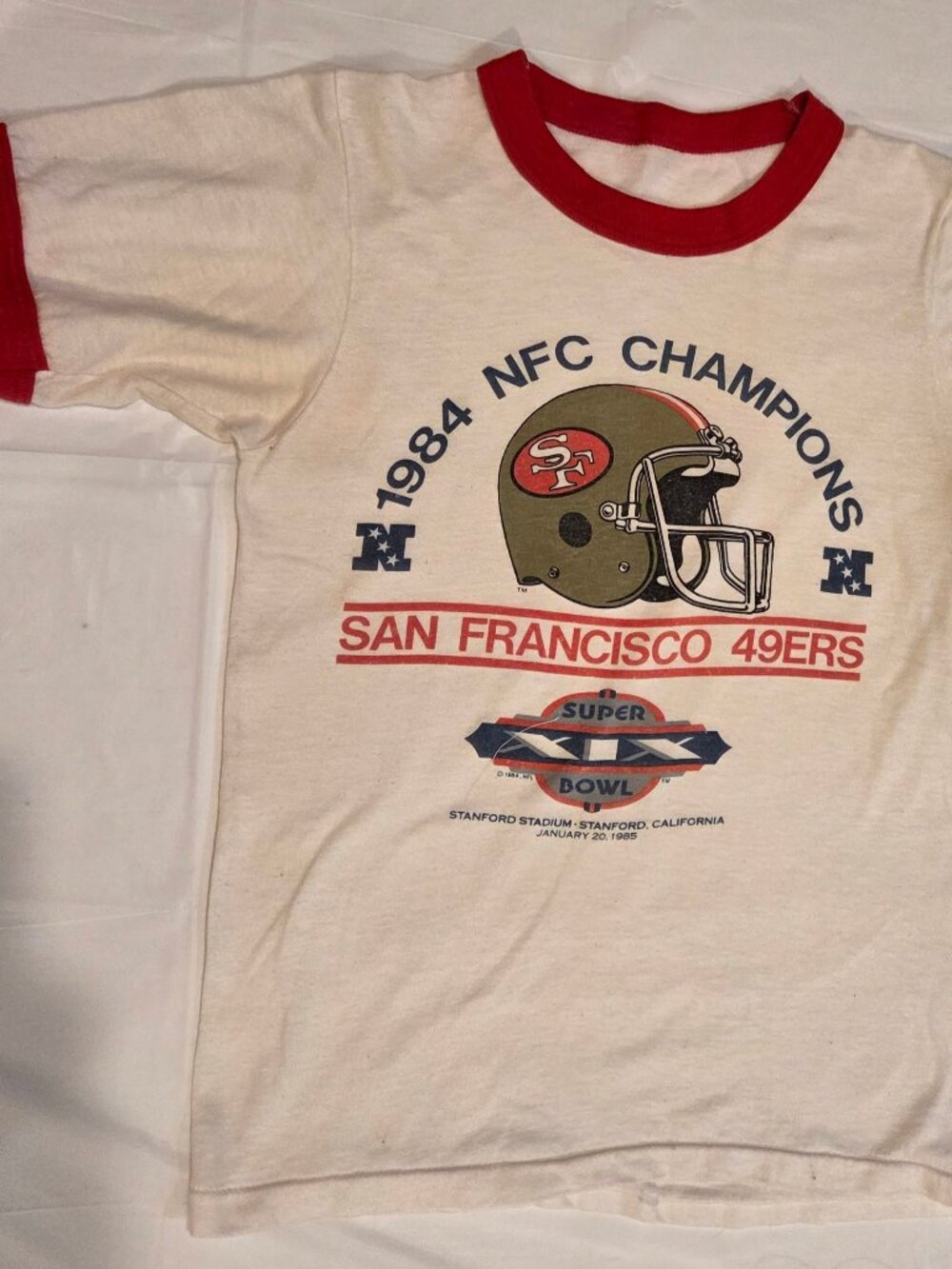 Vintage 1984 San Francisco 49ers Super Bowl XIX Ringer TShirt Single Stitch XS